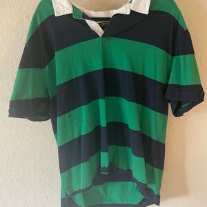 Banana Republic XL Green and Navy Blue with White Collar Polo Shirt
